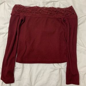 Red shirt with lace